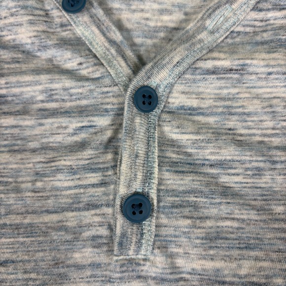 Express Henley Shirt Mens Large Green Gray Logo 100% Cotton‎ Relaxed Fit Casual - Picture 7 of 11